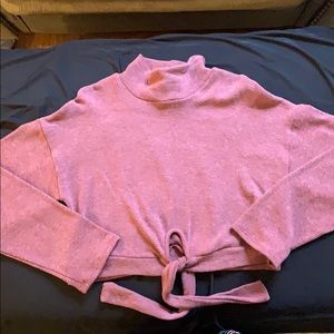 Tie front crop sweater